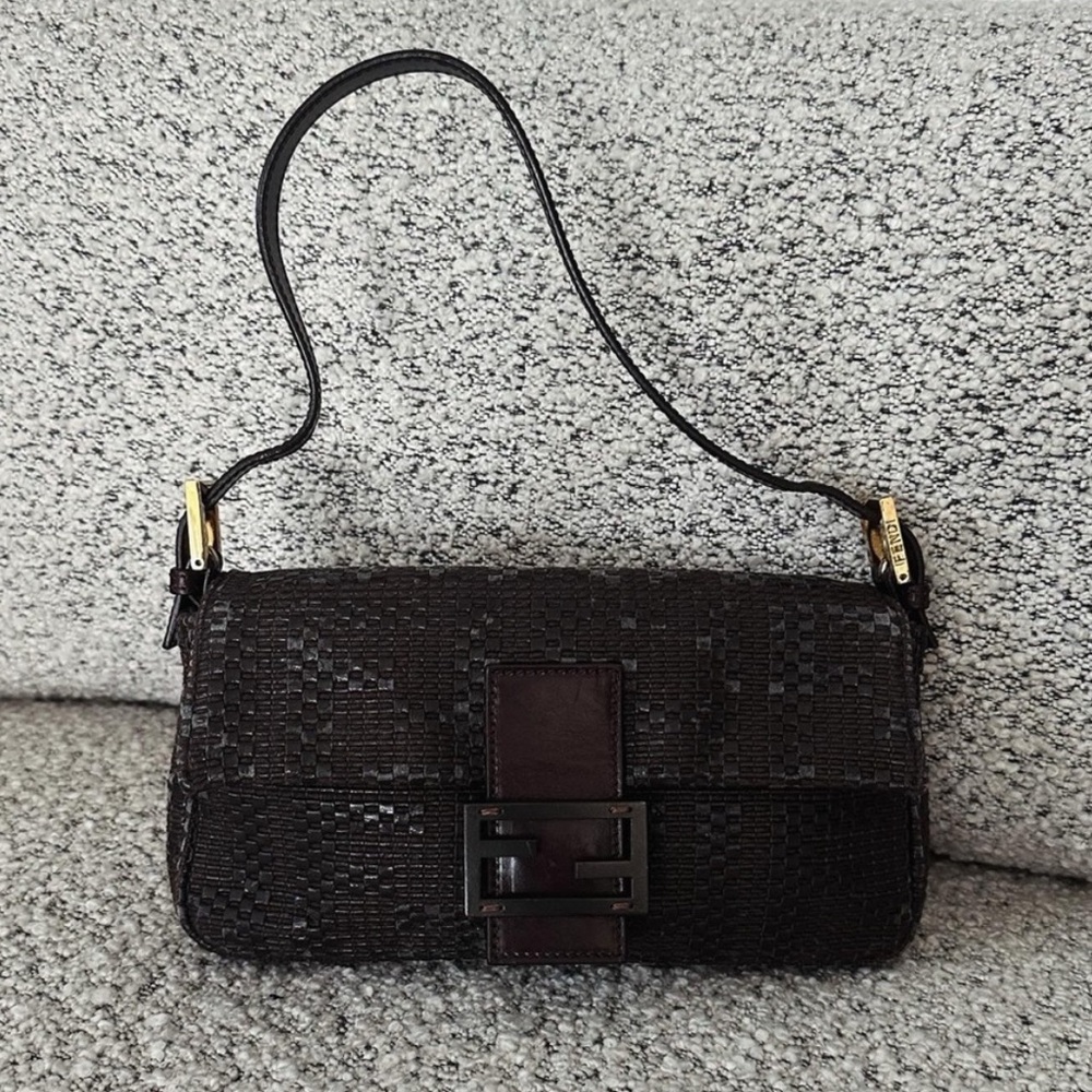 FENDI Vintage Baguette Logo Zucca Pattern Mamma Shoulder Bag Leather
Brown 🧸🤎